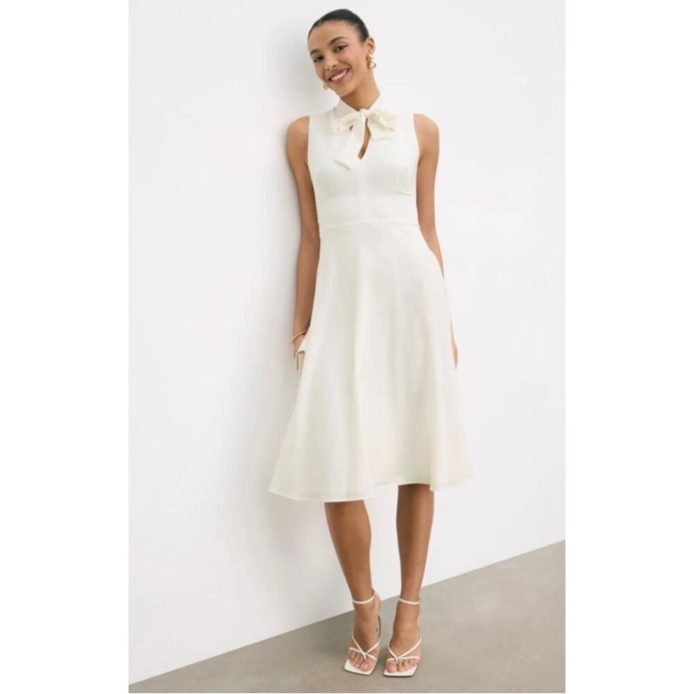 Black Halo Carolina Midi Dress in White Size 12